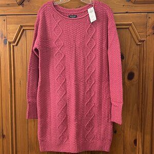 Abercrombie & Fitch Women's Slouchy Cable Knit Sweater Dress Small Dark Pink NWT